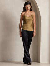 [قهوة] SilkSilky-SA Spaghetti Strap V Neck كامي 003