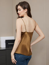 [قهوة] SilkSilky-SA Spaghetti Strap V Neck كامي 002
