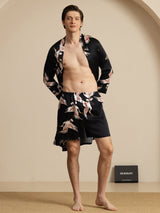 [أسود] SilkSilky-SA 19Momme Long Sleeve Mens Pajamas 004