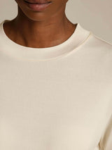 [اللون البيج] SilkSilky-SA Half Sleeve Crew Neck تي شيرت نسائية 004