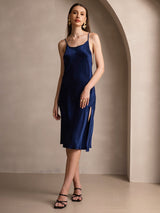 [أزرق غامق] SilkSilky-SA Sleeveless فساتين نسائية 004