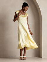 [أصفر فاتح] SilkSilky-SA Cap Sleeve فساتين نسائية 004