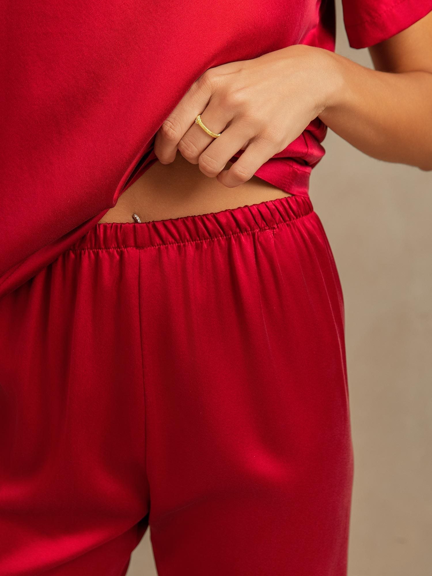 [خمر] SilkSilky-SA 19Momme الحرير Womens Pajamas 005