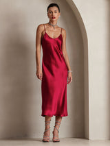 [خمر] SilkSilky-SA Sleeveless V Neck فساتين نسائية 004