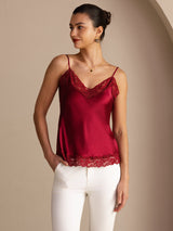 [خمر] SilkSilky-SA Spaghetti Strap V Neck كامي 001