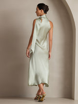 [اخضر فاتح] SilkSilky-SA Sleeveless Tie Neck فساتين نسائية 002
