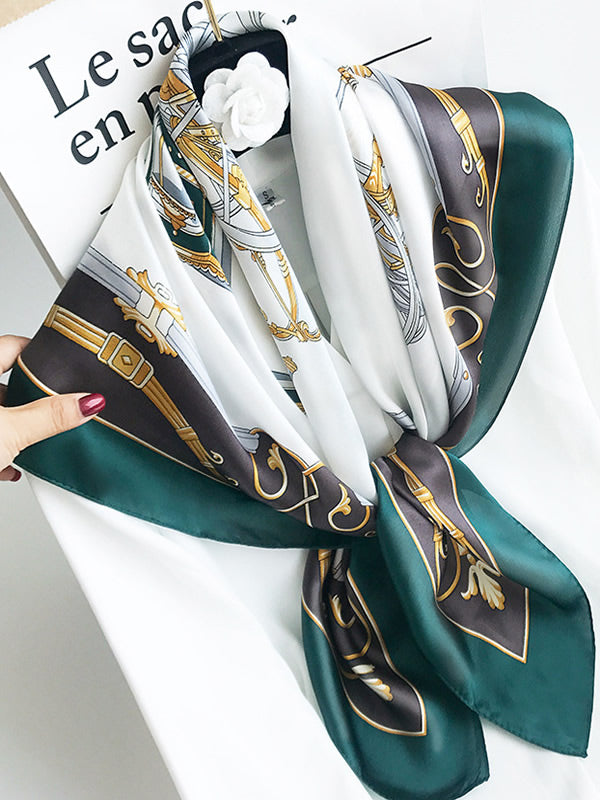 SilkSilky SA الحرير الخالص Scarf أخضرغامق 001