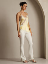 [أصفر فاتح] SilkSilky-SA Spaghetti Strap V Neck كامي 009