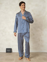 [الخط البحري] SilkSilky-SA 19Momme الحرير الخالص Mens Pajamas 007,