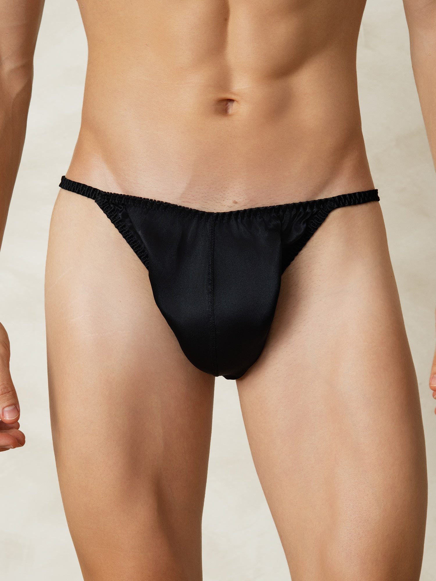 [أسود] SilkSilky-SA الحرير الخالص Mens Underwear 001