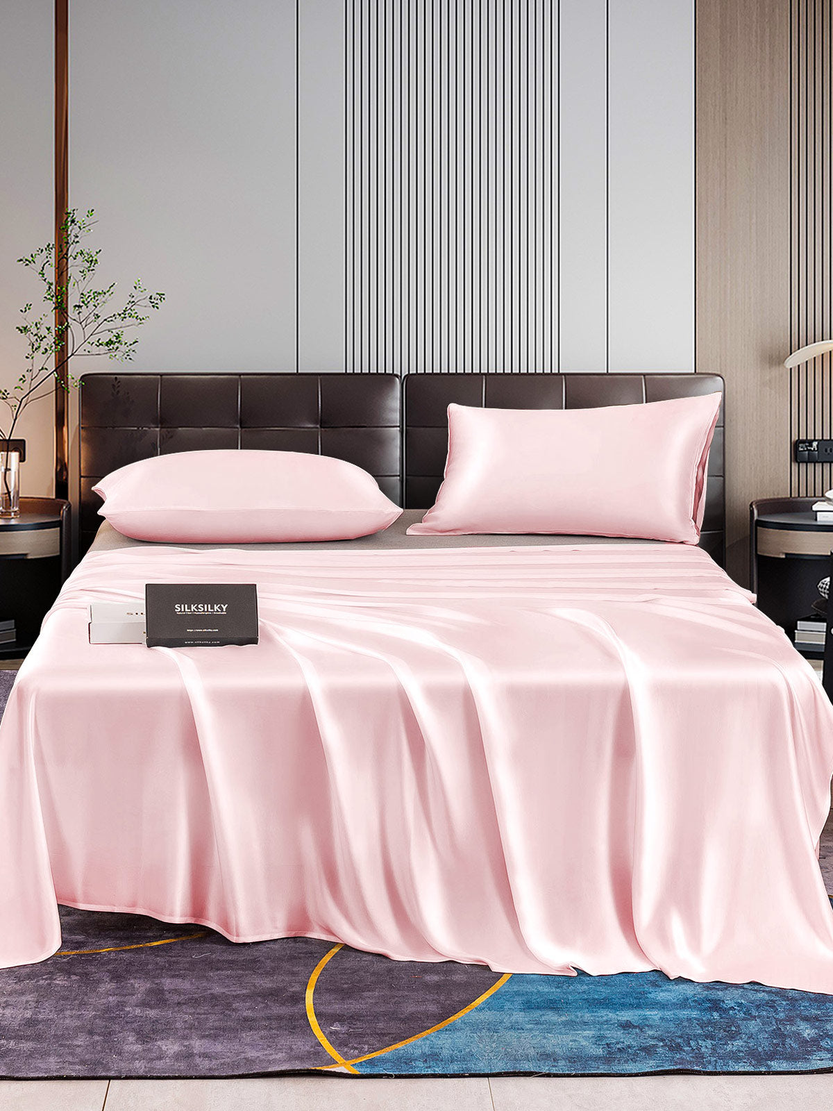 SilkSilky SA 22Momme الحرير الخالص Bedding Set لونالقرنفل 001