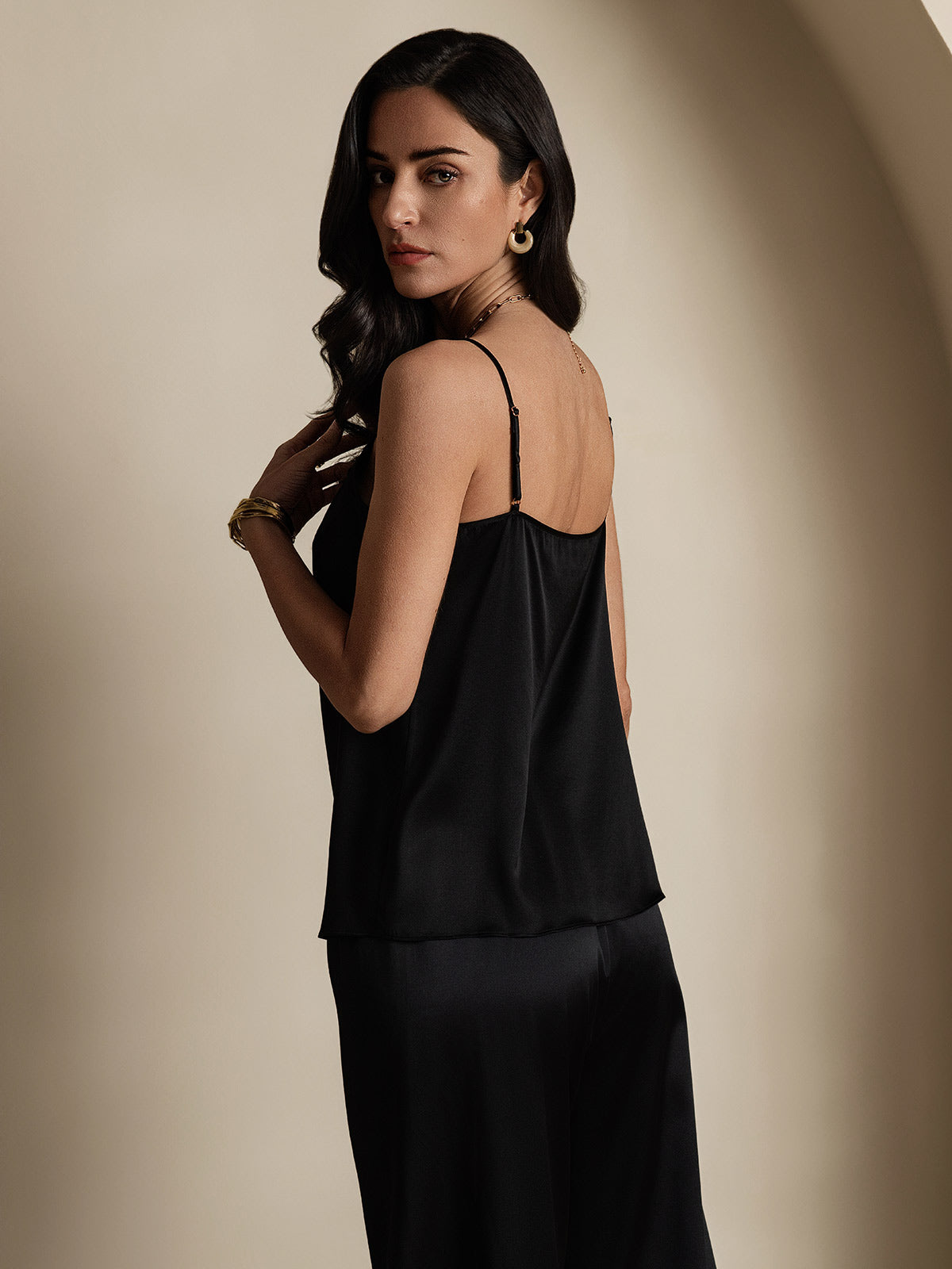 [أسود] SilkSilky-SA 19Momme الحرير Camisoles 002