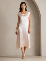 [لون القرنفل] SilkSilky-SA Cap Sleeve فساتين نسائية 001
