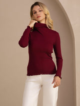 [خمر] SilkSilky-SA Long Sleeve Turtle Neck تي شيرت نسائية 004