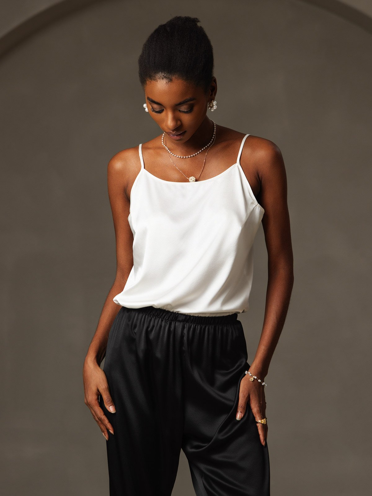 [أبيض] SilkSilky-SA 19Momme الحرير Camisoles 005