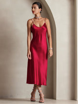 [خمر] SilkSilky-SA Sleeveless V Neck فساتين نسائية 005