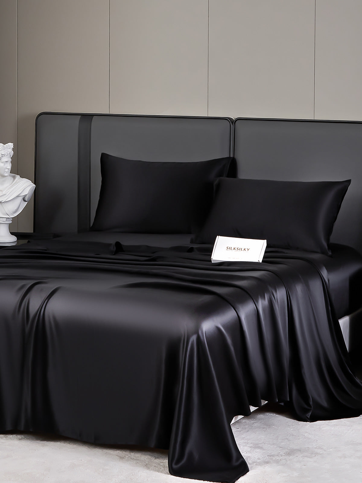 [أسود] SilkSilky-SA 19Momme Pure Silk Bedding Set 005