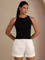[أسود] SilkSilky-SA Sleeveless Round Neck كامي 001
