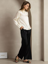 [عاج] SilkSilky-SA Long Sleeve Keyhole Neck بلوزات نسائية 011
