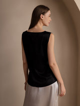 [أسود] SilkSilky-SA Sleeveless Round Neck كامي 002