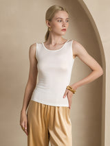 [أبيض] SilkSilky-SA Sleeveless Round Neck تي شيرت نسائية 004