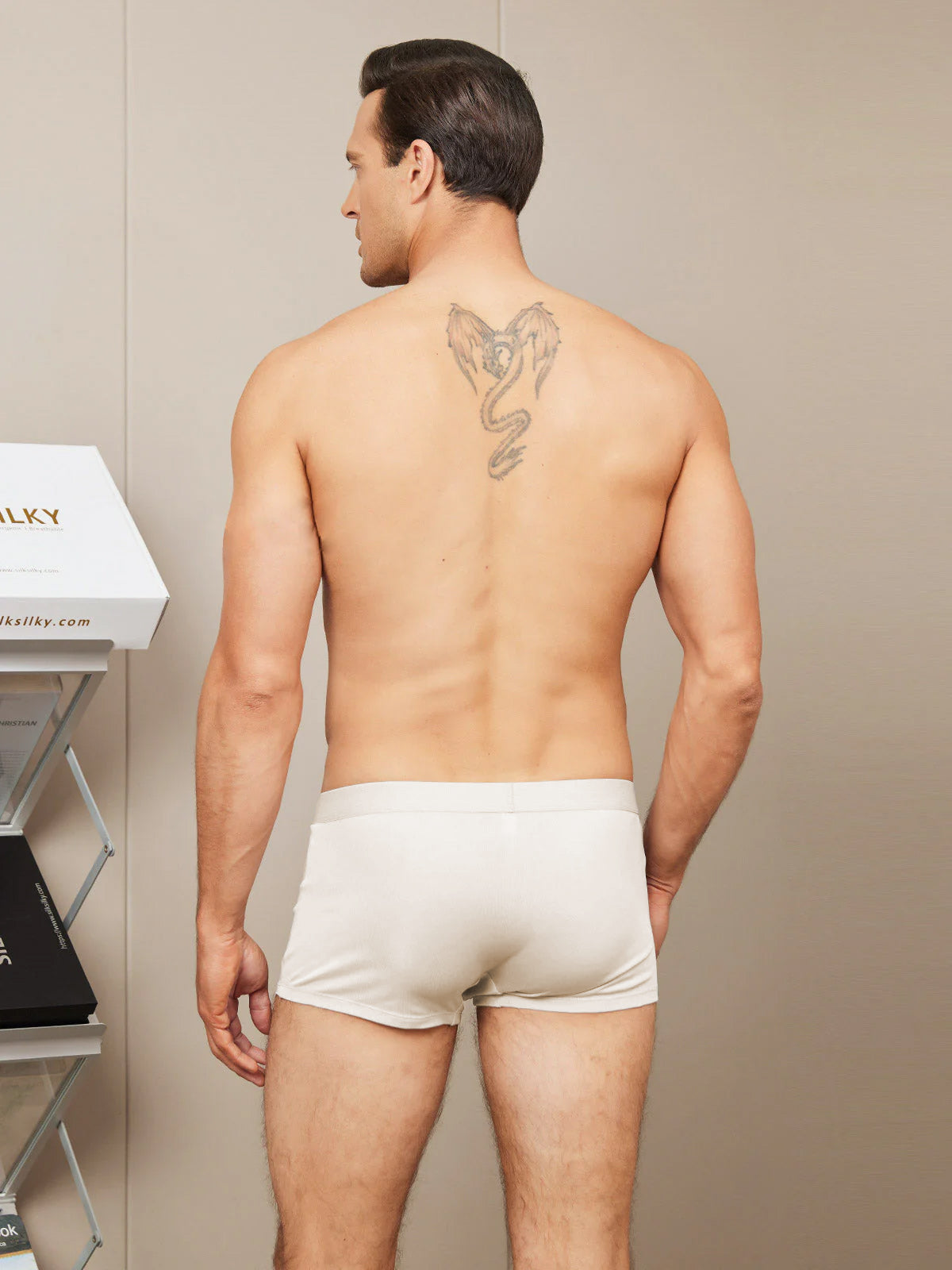 [اللون البيج] SilkSilky-SA الحرير الخالص Mens Underwear 002