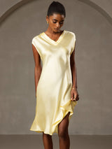 [أصفر] SilkSilky-SA Cap Sleeve V Neck باس النوم 005