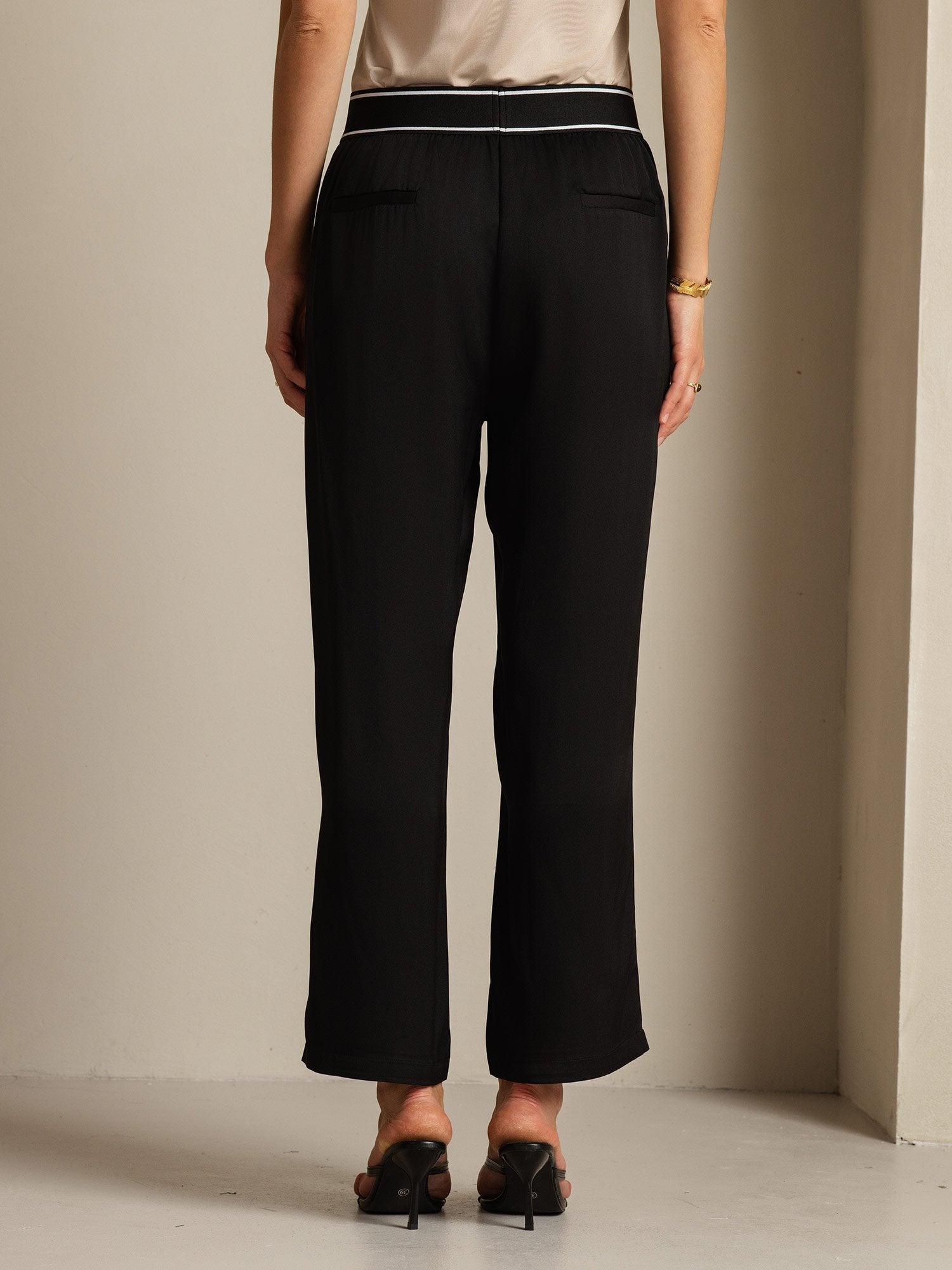 [أسود] SilkSilky-SA 22Momme الحرير Womens Pants 002