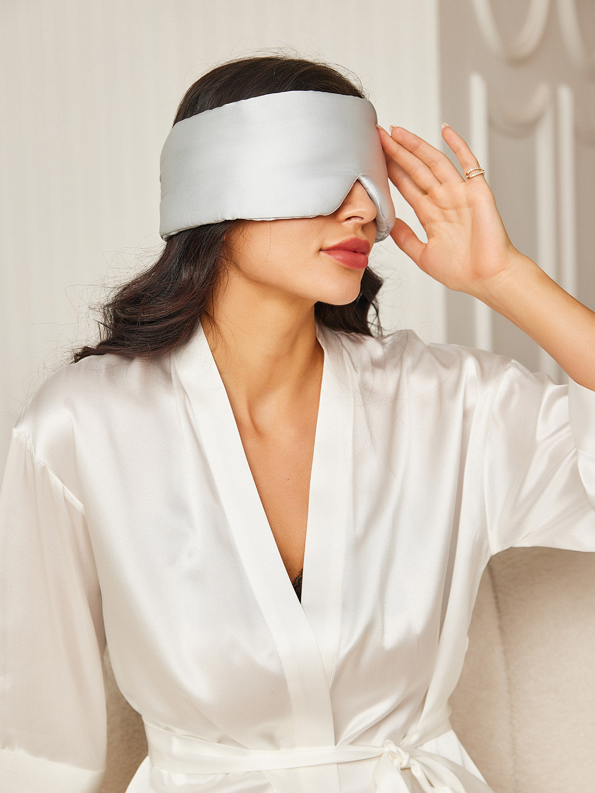 [فضة] SilkSilky-SA 19Momme الحرير الخالص Eye Mask 003