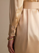 [شامبانيا] SilkSilky-SA Long Sleeve Lapel Collar فساتين نسائية 003