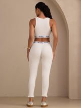 [أبيض] SilkSilky-SA Sleeveless Crew Neck Women's Outfit Sets 002