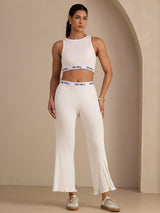 [أبيض] SilkSilky-SA Sleeveless Crew Neck Women's Outfit Sets 005