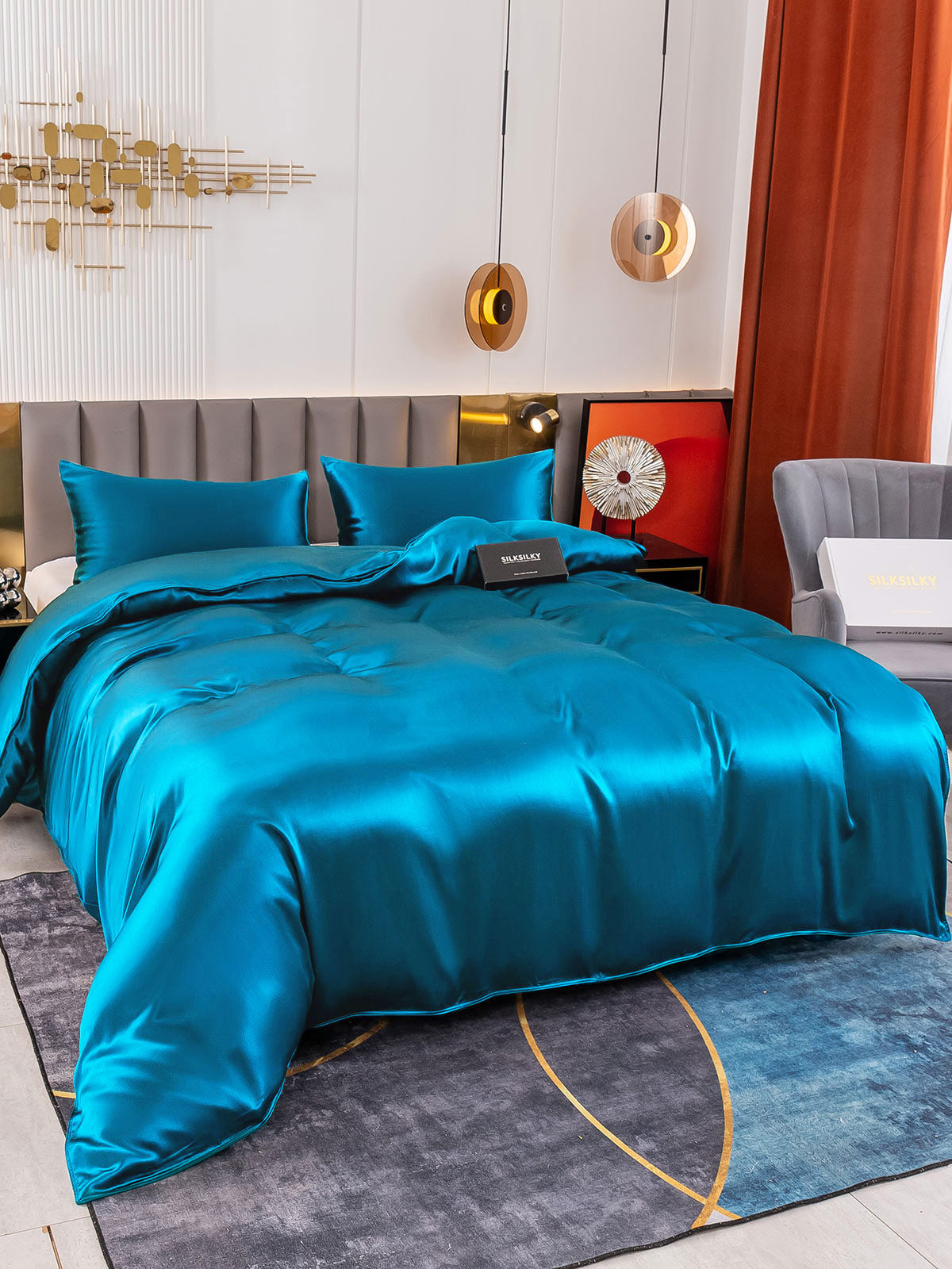 SilkSilky SA 19Momme الحرير الخالص Bedding Set شامبانيا 018