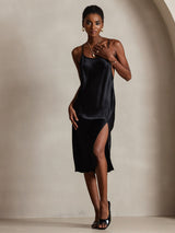 [أسود] SilkSilky-SA Sleeveless فساتين نسائية 002