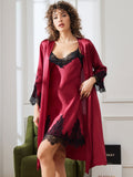 SilkSilky-SA-الحرير-الخالص-أكمام-بثلاثة-أرباع-الأطوال-Nightgown&Robe-Set-احمر-غامق-005