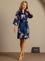 [أزرق غامق] SilkSilky-SA 3/4 Sleeve رداء حمام نسائي 005