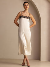 [بيج الأرز] SilkSilky-SA Spaghetti Strap Square Neck فساتين نسائية 005
