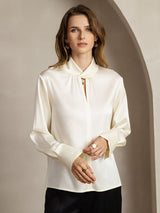 [عاج] SilkSilky-SA Long Sleeve Keyhole Neck بلوزات نسائية 004