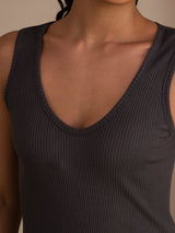 [رمادي] SilkSilky-SA Sleeveless Deep V Neck كامي 005