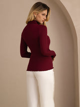 [خمر] SilkSilky-SA Long Sleeve Turtle Neck تي شيرت نسائية 002
