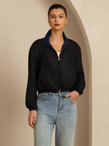 [أسود+أزرق غامق] SilkSilky-SA Long Sleeve ملابس خارجية نسائية 005