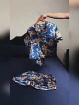 SilkSilky-SA Short Sleeve Lapel Collar طقم بيجامة نسائي video 001
