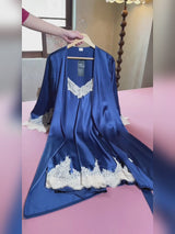 SilkSilky-SA 3/4 Sleeve V Neck رداء الحمام وقميص النوم video 001