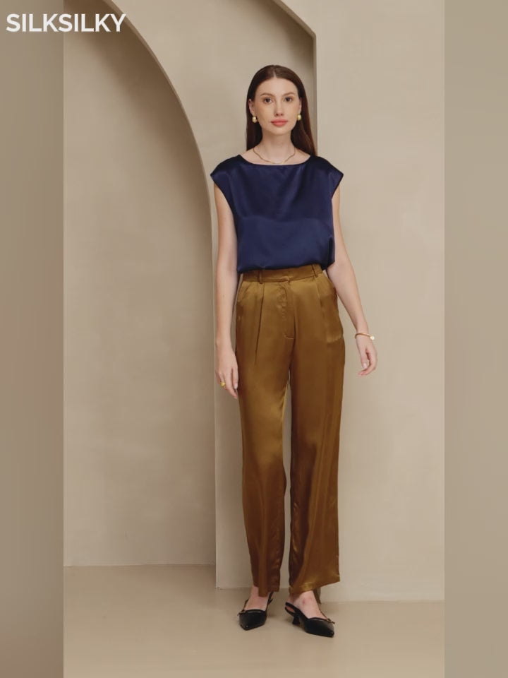 SilkSilky-SA-19Momme-الحرير-Womens-Pants-video-001