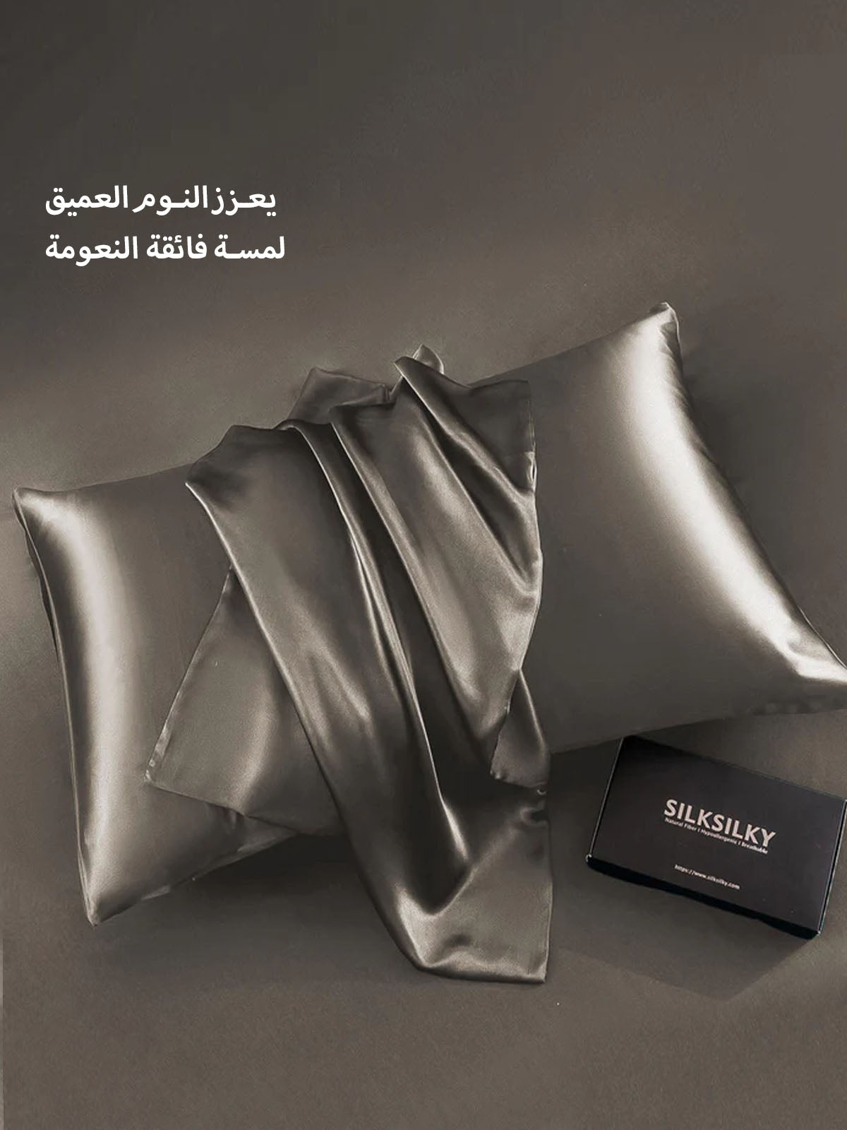 [الرمادي الداكن] SilkSilky-SA 30Momme الحرير الخالص Pillowcase 001