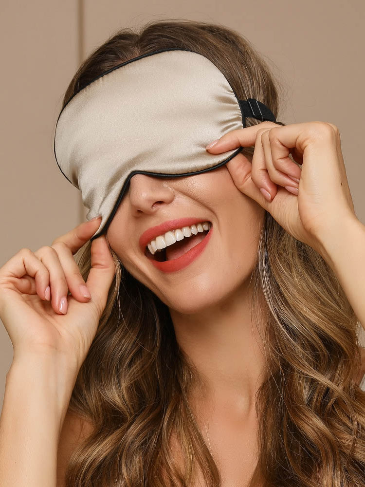 SilkSilky SA 19Momme الحرير الخالص Eye Mask اللونالبيج 001