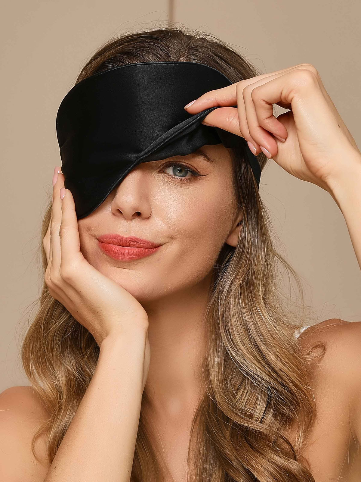 SilkSilky SA 19Momme الحرير الخالص Eye Mask أسود 002