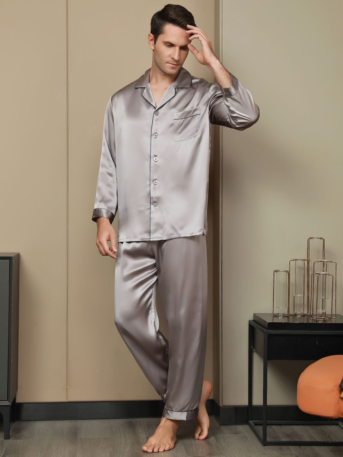 SilkSilky-SA-Silk-Long-Sleeve-Mens-Pajamas-رمادي-003