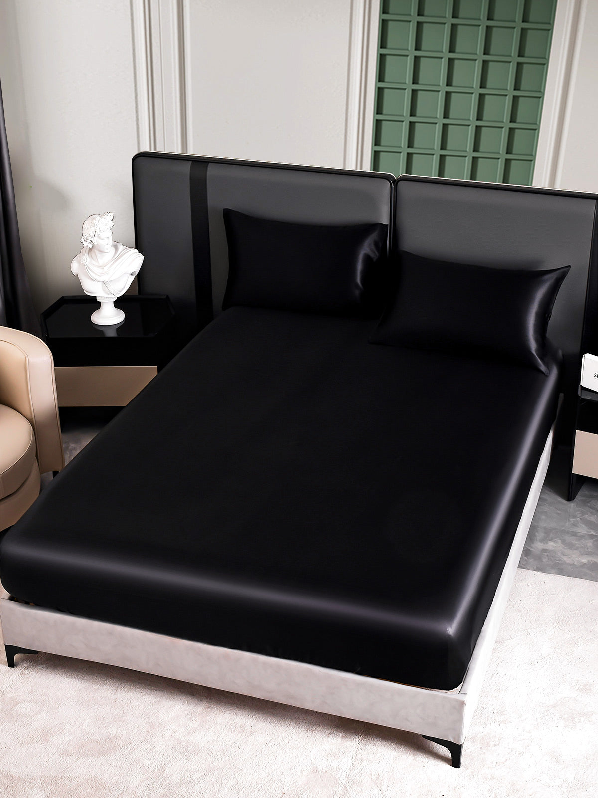 [أسود] SilkSilky-SA 25Momme الحرير الخالص Bedding Set 003