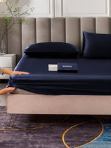 [أزرق غامق] SilkSilky-SA 25Momme الحرير الخالص Bedding Set 004